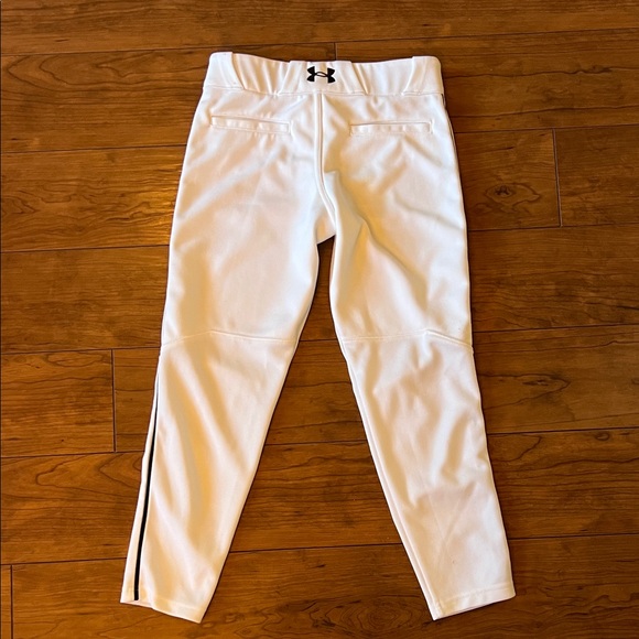 Under Armour Kids White Baseball Pants with Black Piping - Picture 3 of 3